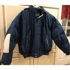 Vintage Members Only Passport Down Men Puffer Jacket BLUE Size 44 Plaid Lined